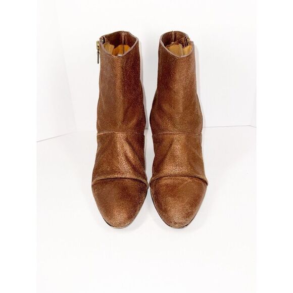 Billy Reid Womens Leather Ankle Boot Metallic Bronze Booties Zip Cone Heel 8.5 B - Picture 4 of 16